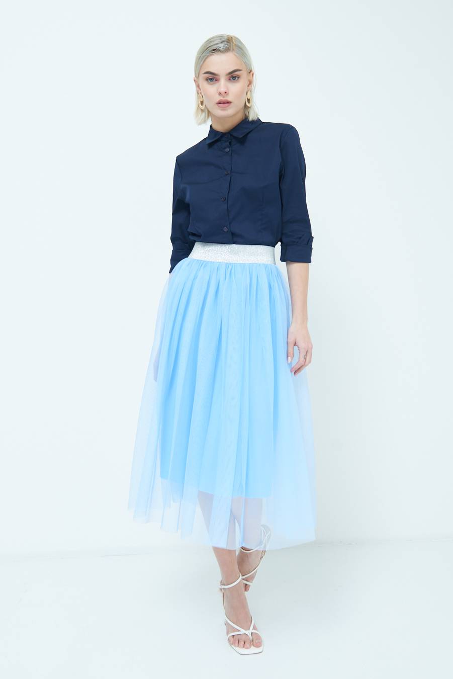 Kikisix GONNA TULLE CELESTE Fino Al -60%
