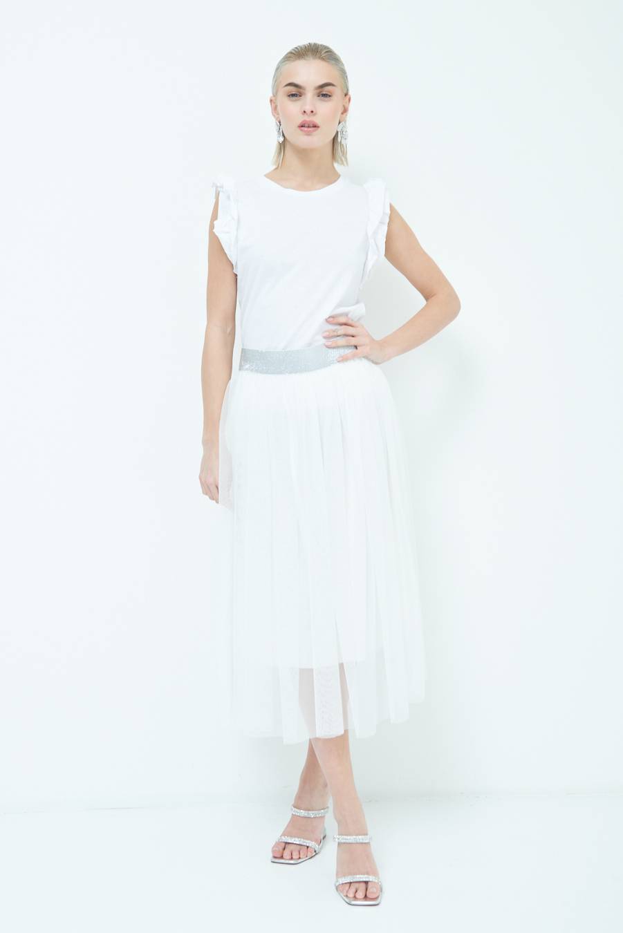 Kikisix GONNA TULLE BIANCO Prezzo Ridotto