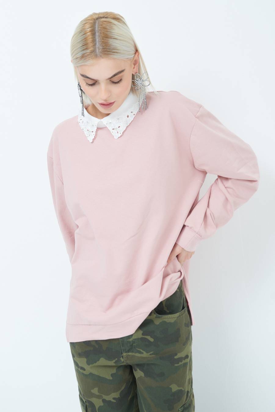 Kikisix FELPA CON COLLETTO CON STRASS CIPRIA Online