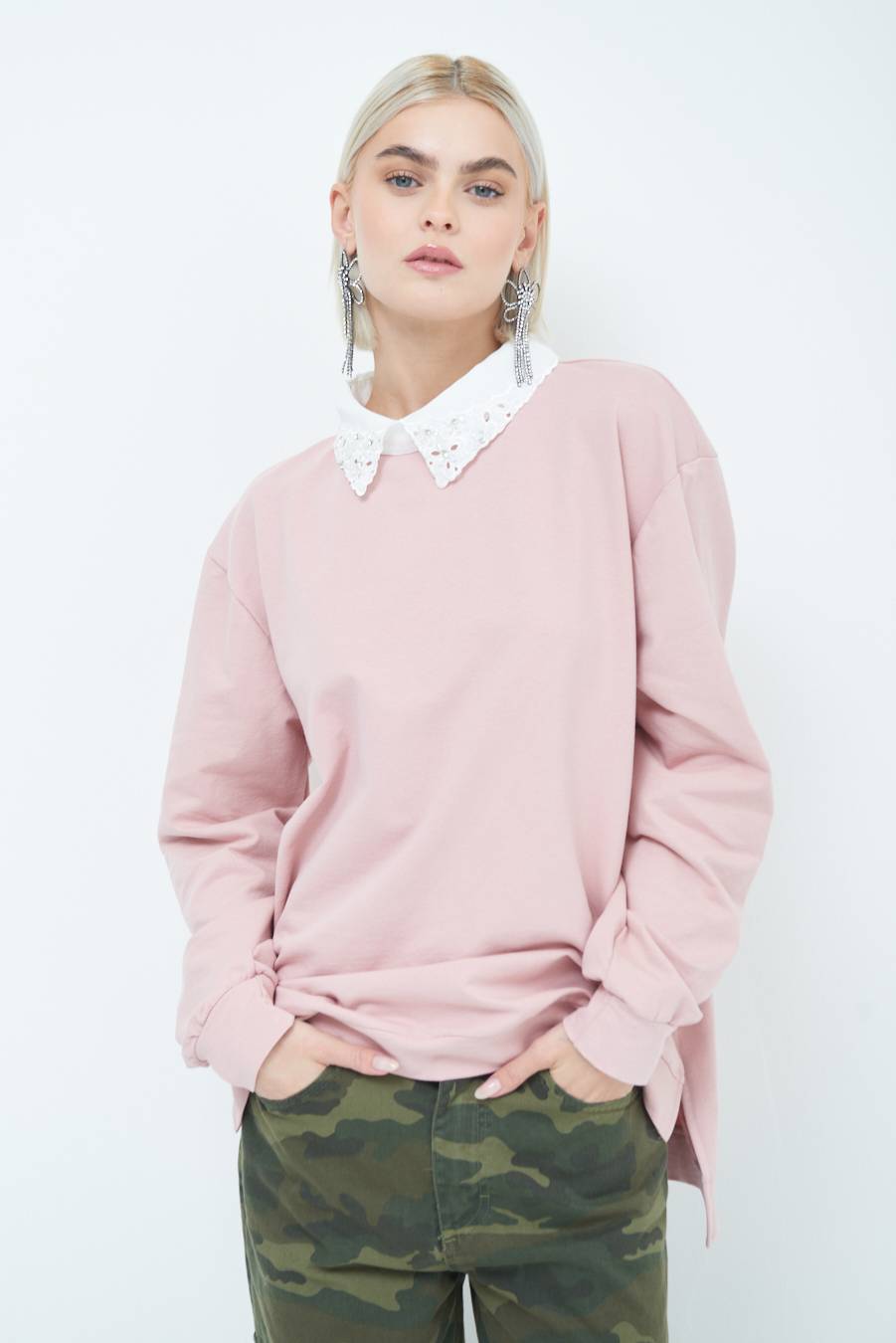 Kikisix FELPA CON COLLETTO CON STRASS CIPRIA Online