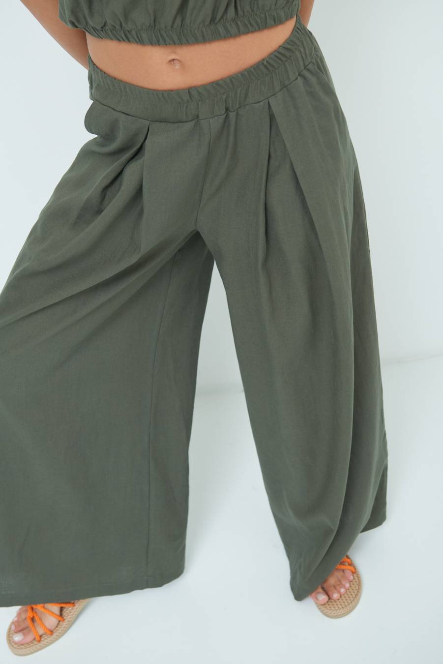 Kikisix PANTA PALAZZO CON PINCE VERDE MILITARE I Più Venduti