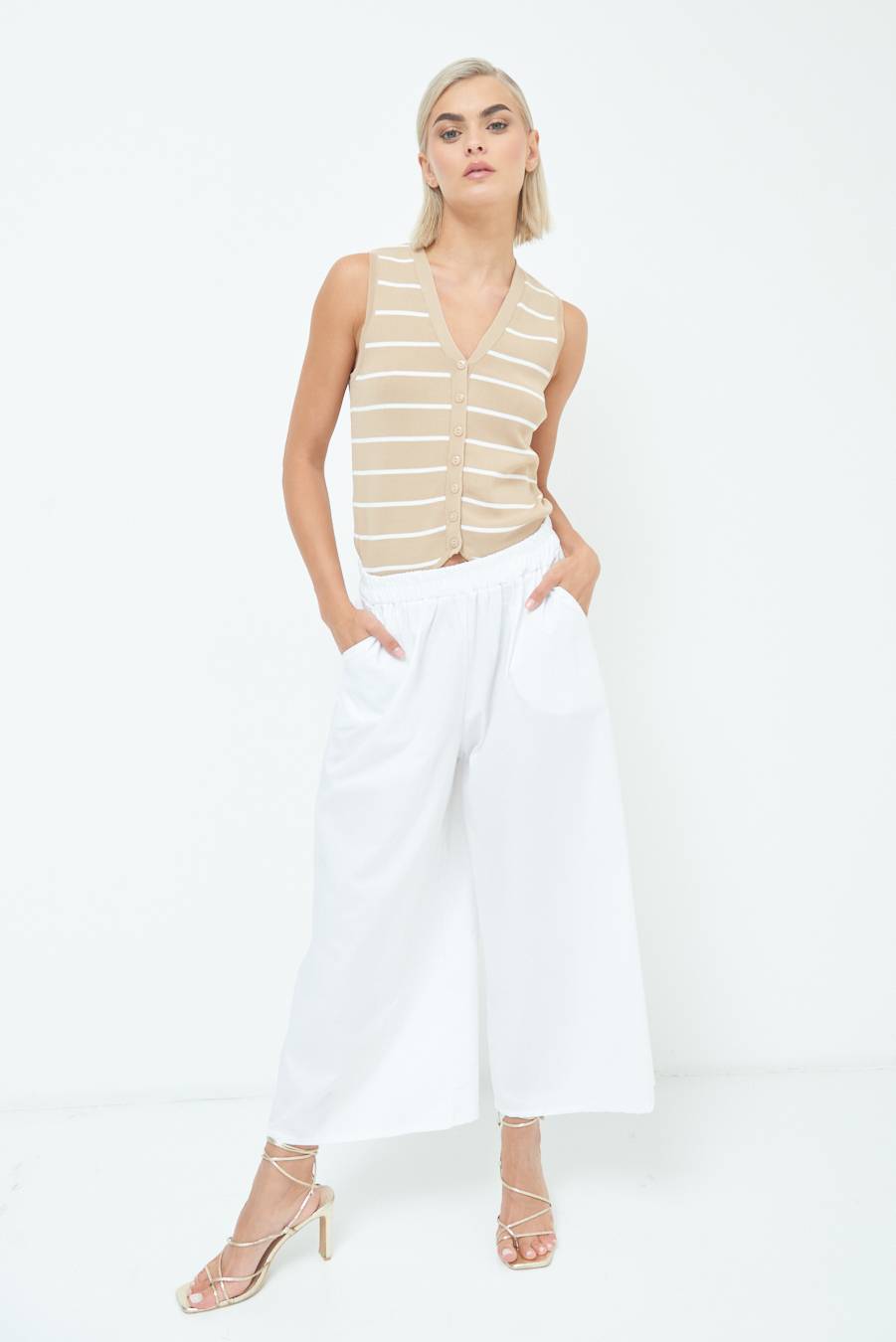 Kikisix PANTALONE CROP ELASTICO UNITO BIANCO 2025