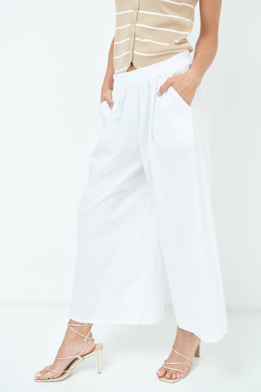 Kikisix PANTALONE CROP ELASTICO UNITO BIANCO 2025