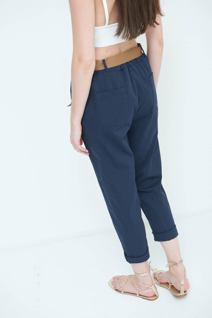 Kikisix PANTALONE DRITTO CON RISVOLTO BLU Qualità