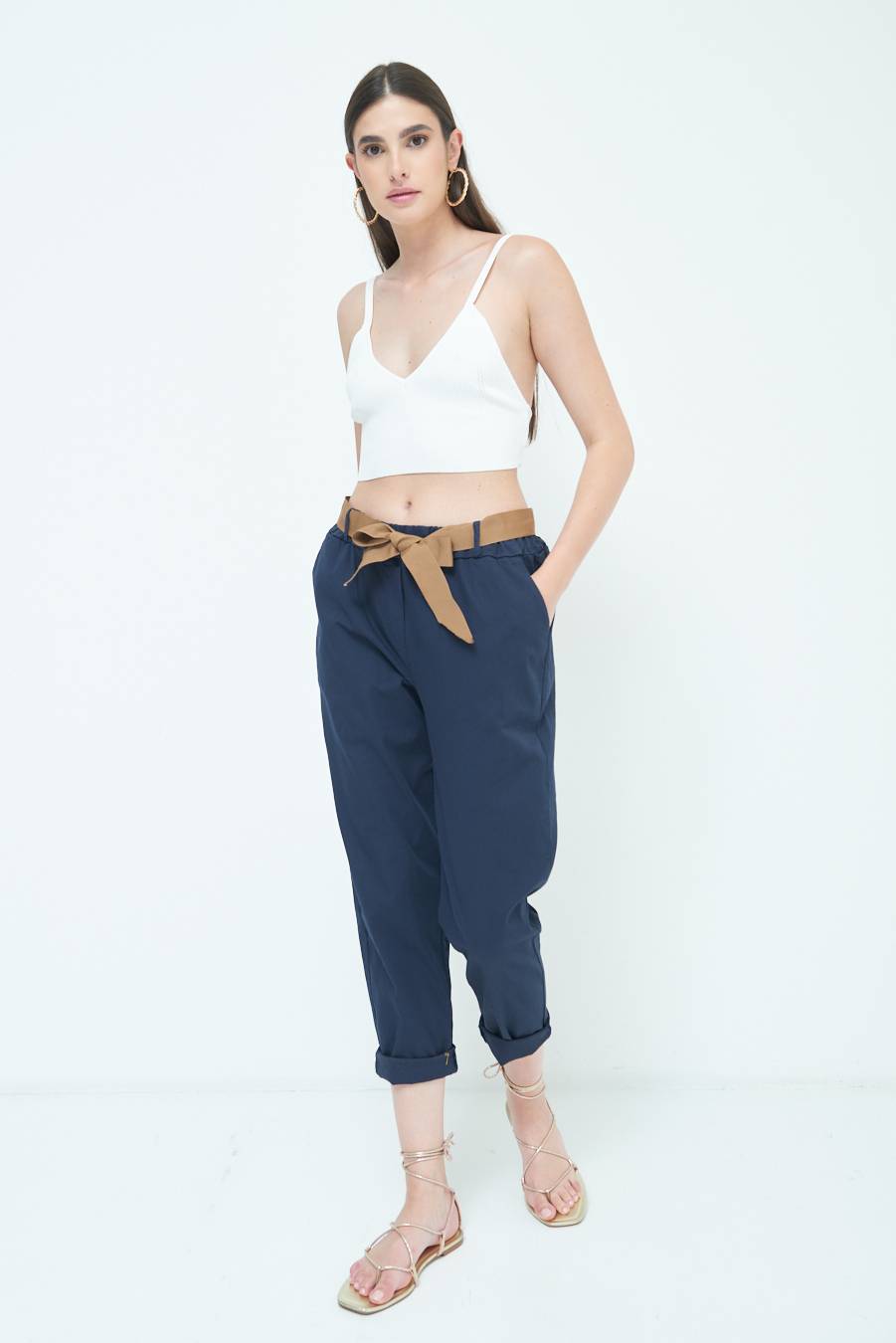 Kikisix PANTALONE DRITTO CON RISVOLTO BLU Qualità