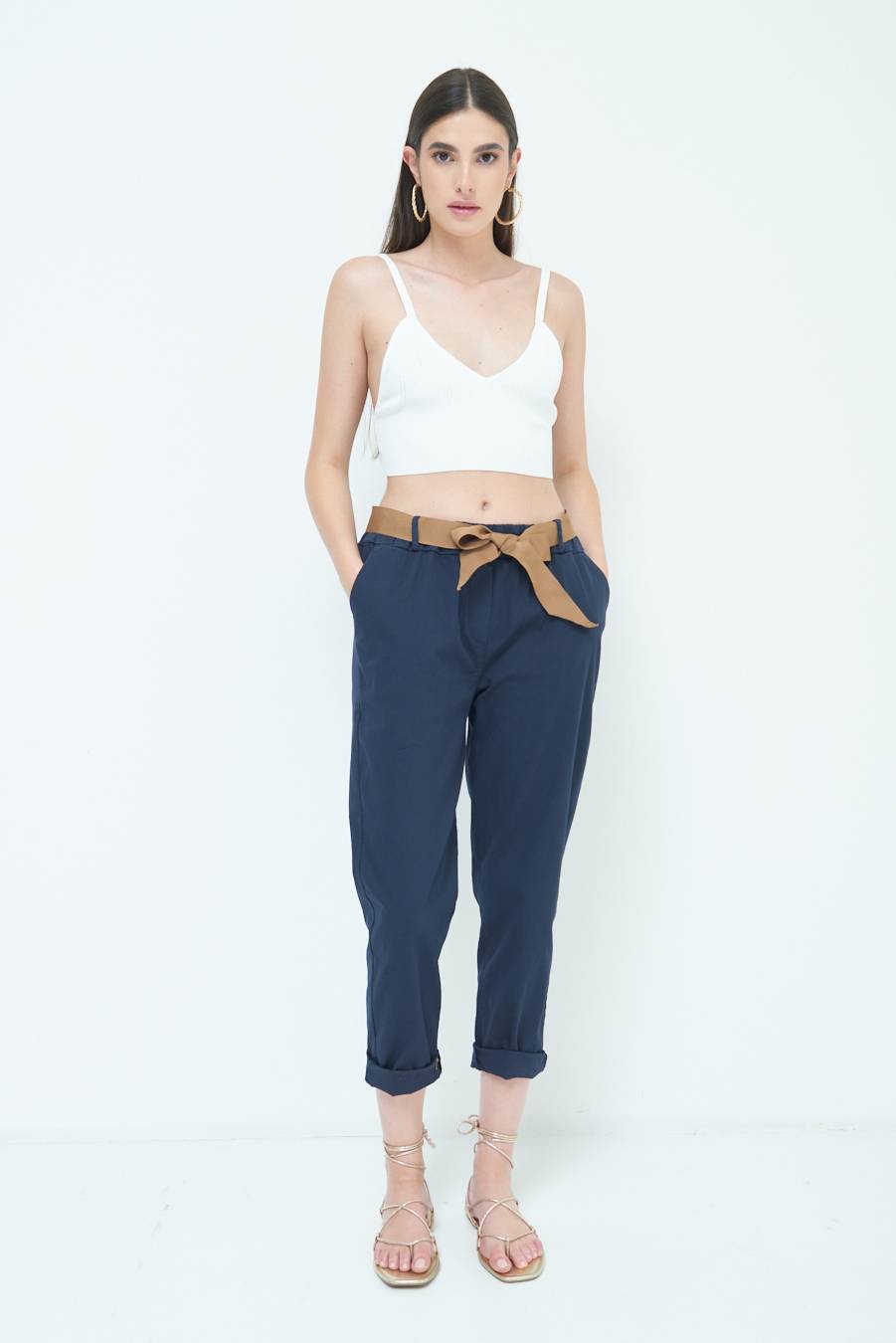 Kikisix PANTALONE DRITTO CON RISVOLTO BLU Qualità