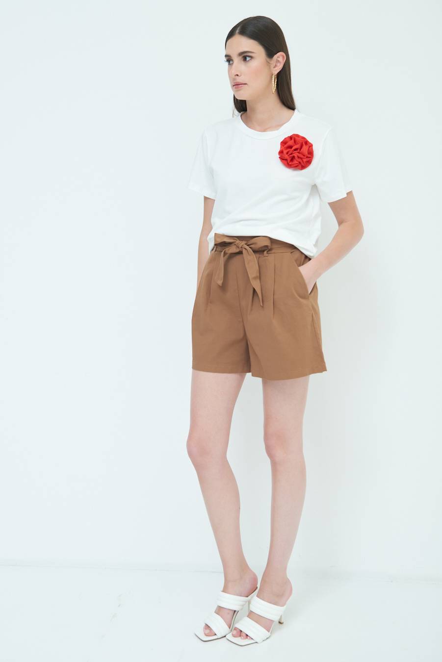 Kikisix SHORT CON CINTURA FASCIA TABACCO Online