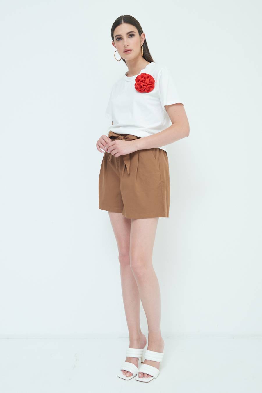 Kikisix SHORT CON CINTURA FASCIA TABACCO Online