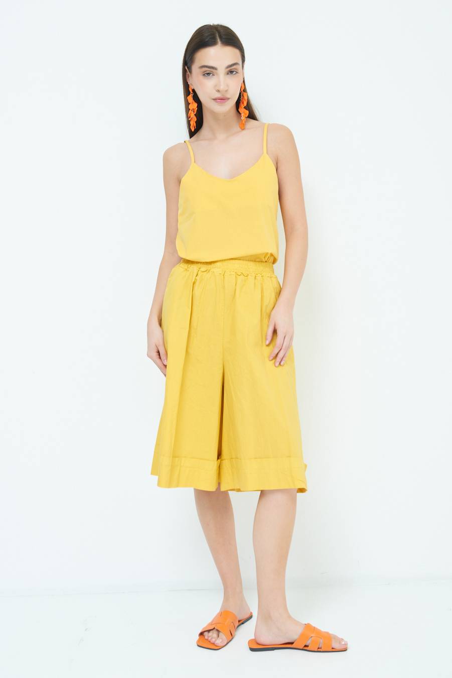 Kikisix PANTALONE CROP CON RISVOLTO SENAPE Vendita Economica