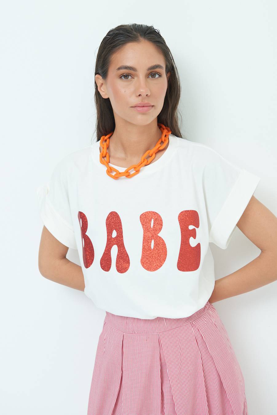 Kikisix T-SHIRT "BABE" ROSSO Vendite Flash