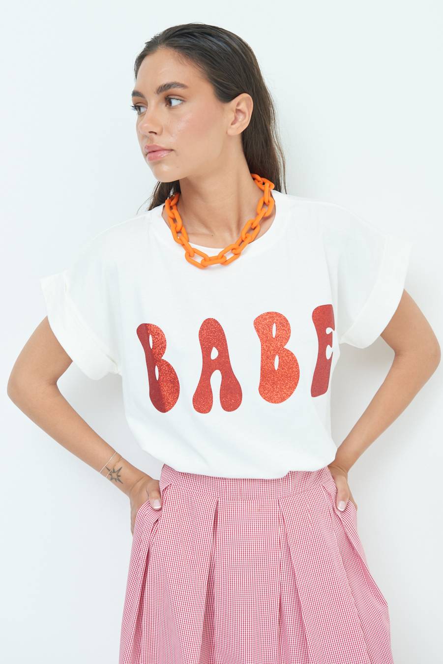 Kikisix T-SHIRT "BABE" ROSSO Vendite Flash