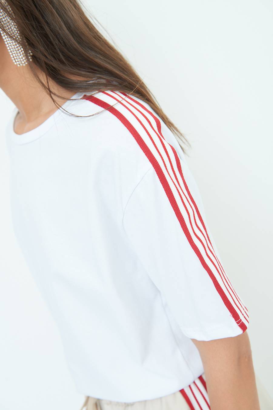 Kikisix T-SHIRT OVER CON COSTINA ROSSO Nuova