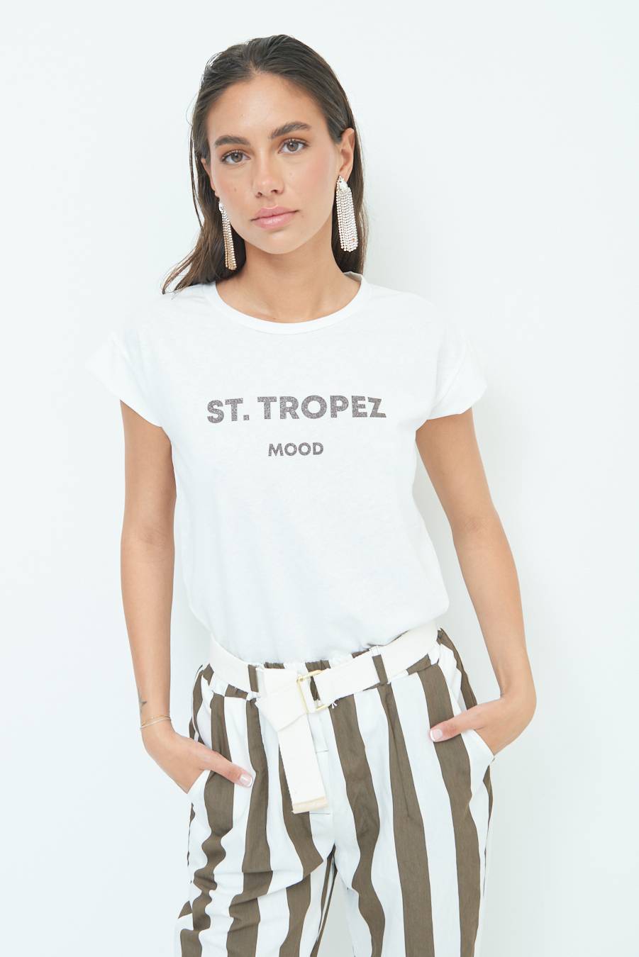 Kikisix T-SHIRT ''ST.TROPEZ'' CIOCCOLATO Vendita