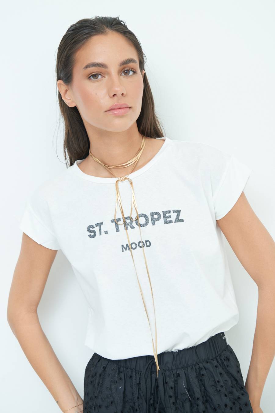 Kikisix T-SHIRT ''ST.TROPEZ'' NERO Spedizione Gratuita