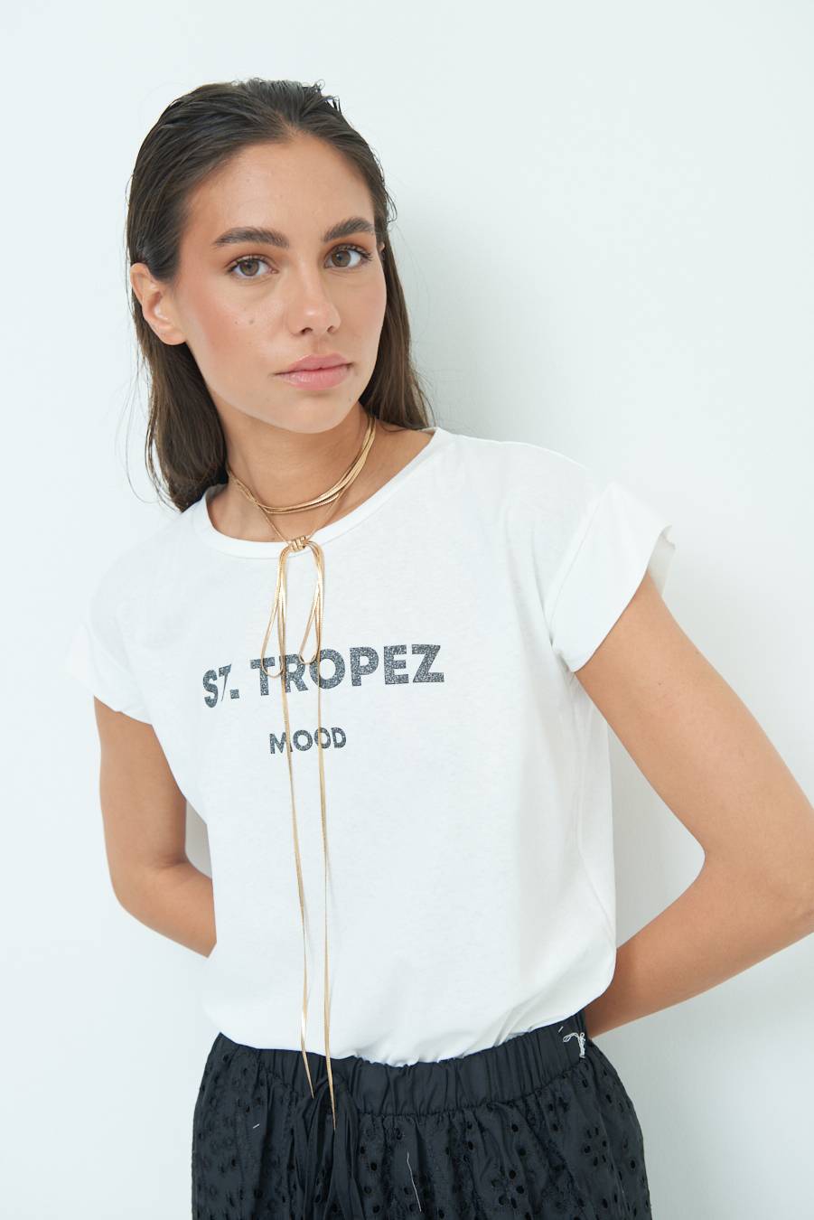 Kikisix T-SHIRT ''ST.TROPEZ'' NERO Spedizione Gratuita