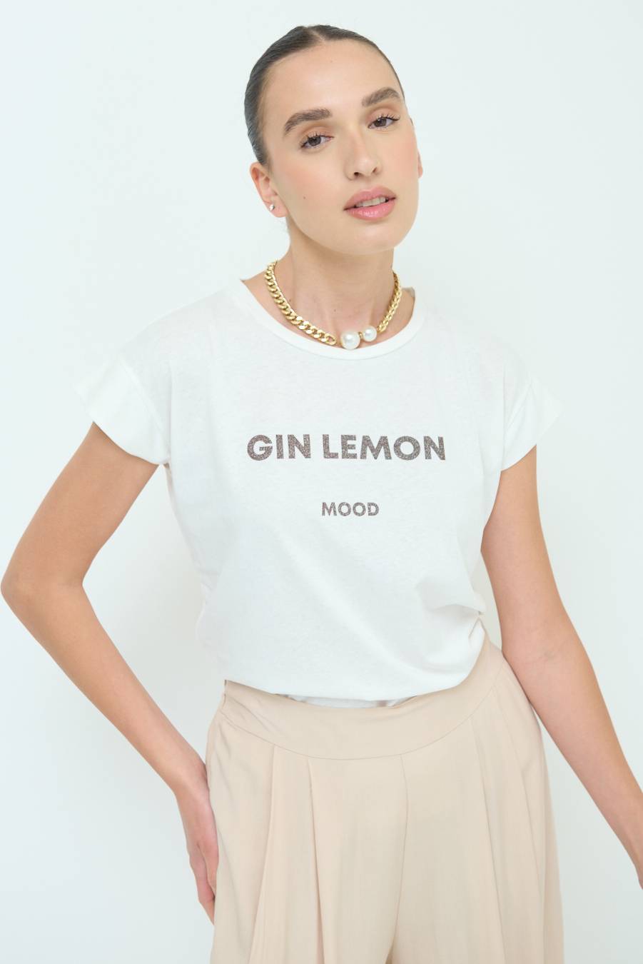 Kikisix T-SHIRT ''GIN LEMON'' CIOCCOLATO Negozi Online