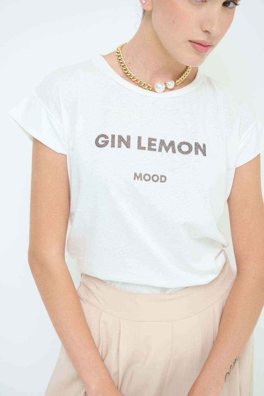 Kikisix T-SHIRT ''GIN LEMON'' CIOCCOLATO Negozi Online