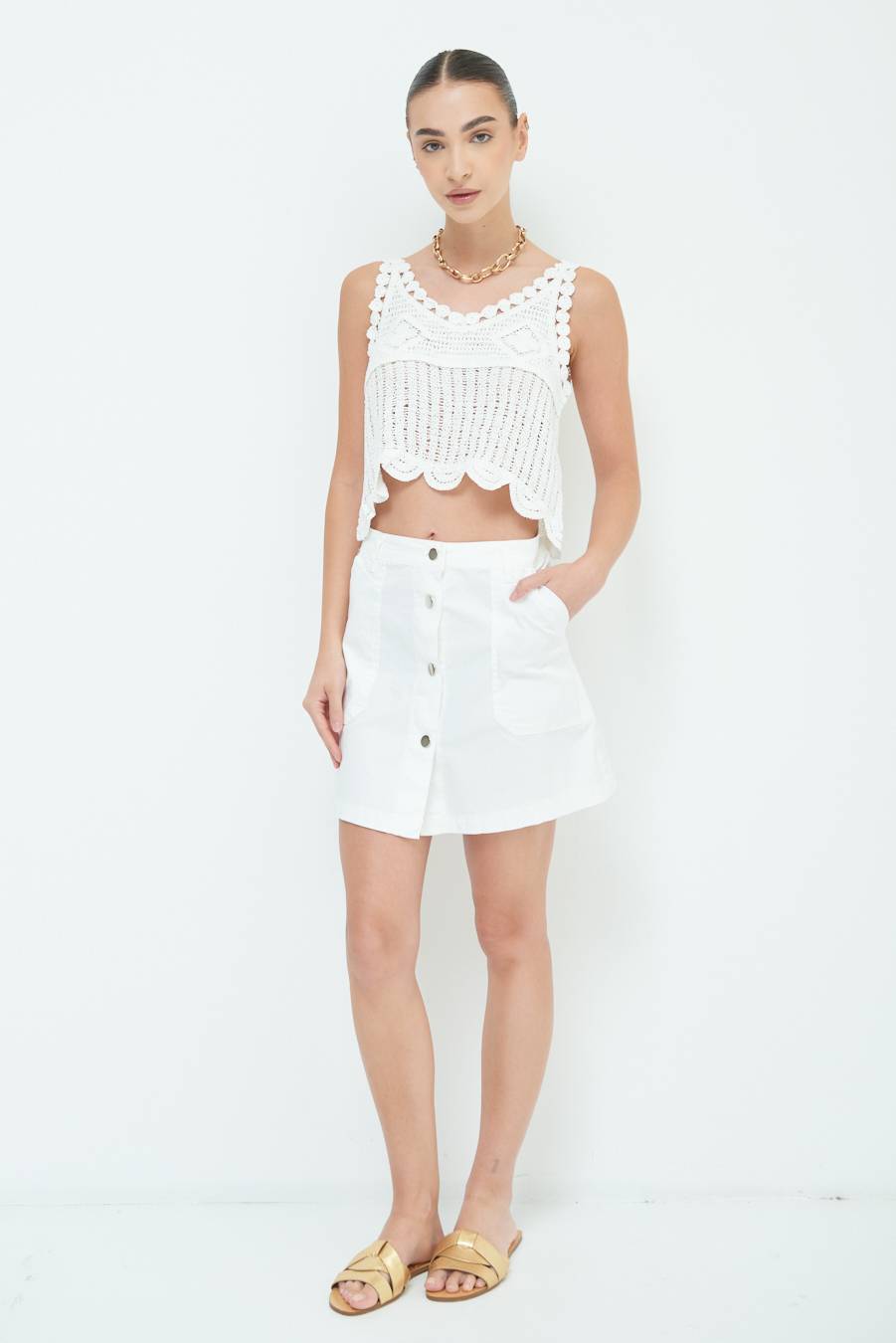 Kikisix CROP TOP MACRAME BIANCO Shopping Online
