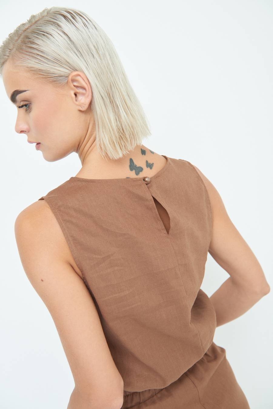Kikisix TOP CORTO CON ELASTICO CIOCCOLATO Novità