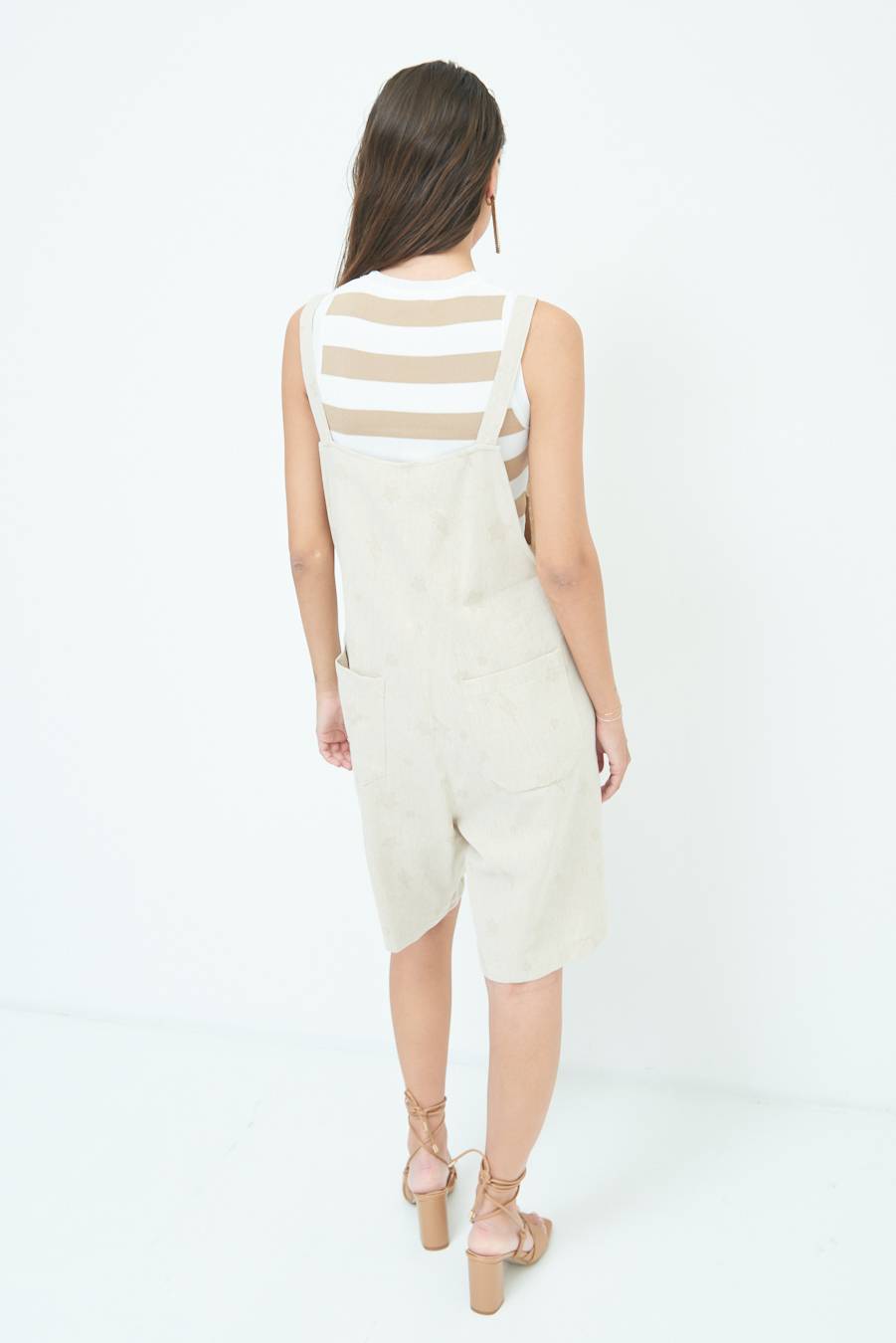 Kikisix SALOPETTE BERMUDA CON STELLE E FULMINI BEIGE Spedizione Gratuita