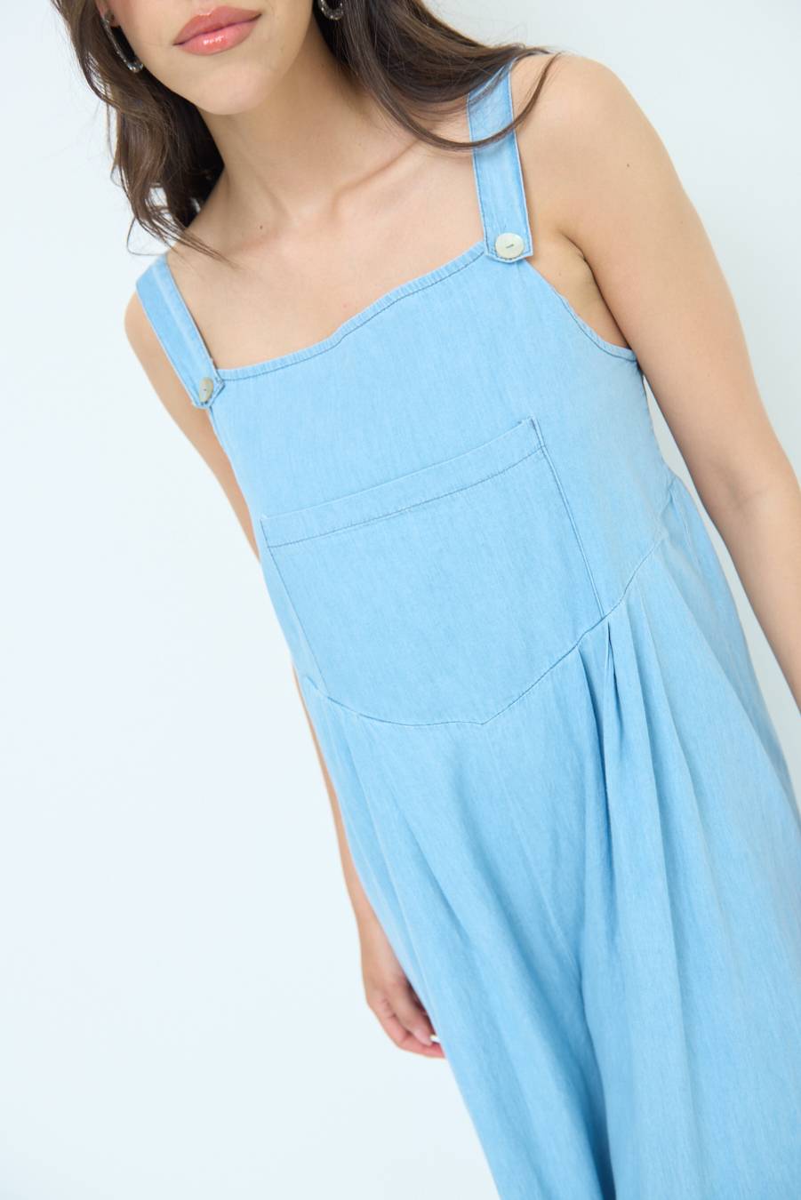 Kikisix SALOPETTE TASCA DAVANTI CHAMBRAY BLU CHIARO Negozi Online