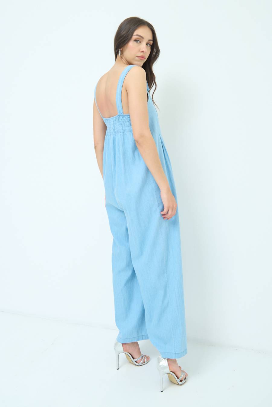 Kikisix SALOPETTE TASCA DAVANTI CHAMBRAY BLU CHIARO Negozi Online