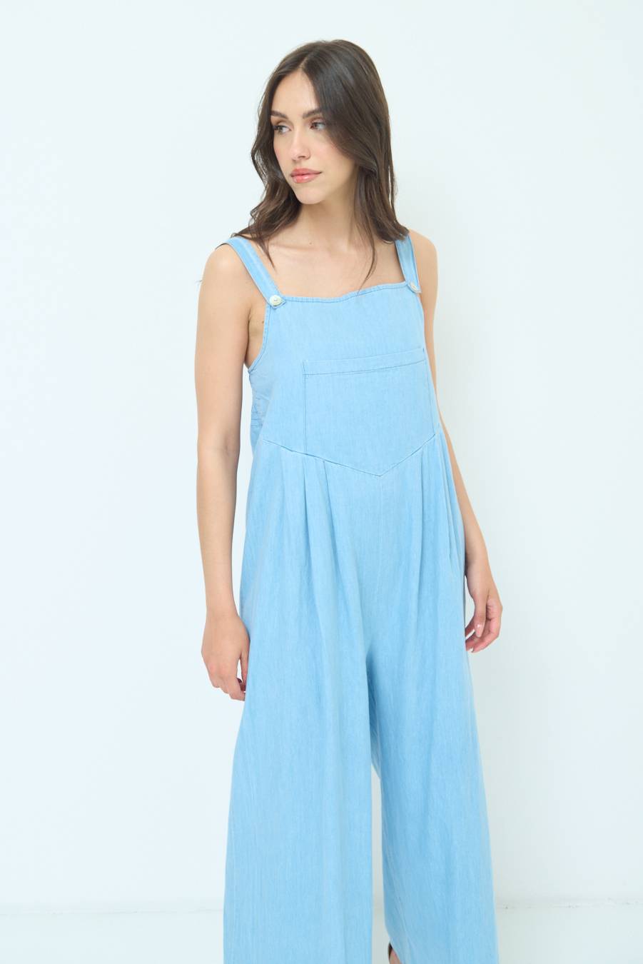 Kikisix SALOPETTE TASCA DAVANTI CHAMBRAY BLU CHIARO Negozi Online