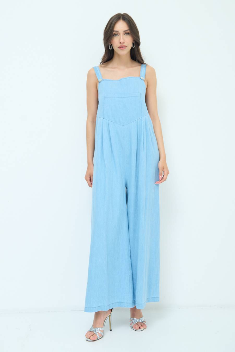 Kikisix SALOPETTE TASCA DAVANTI CHAMBRAY BLU CHIARO Negozi Online