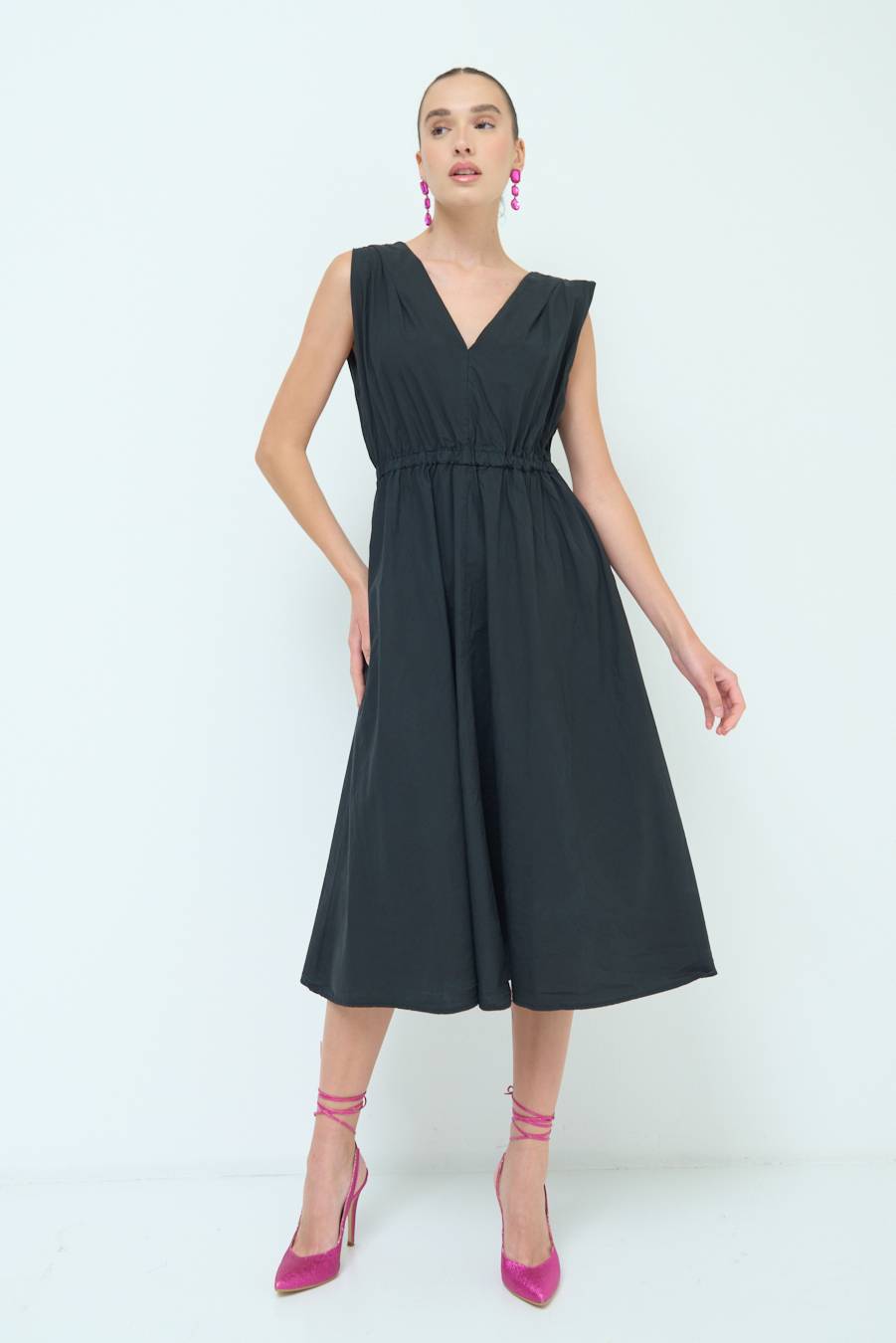 Kikisix ABITO MIDI CON ELASTICO NERO Promozione Limitata