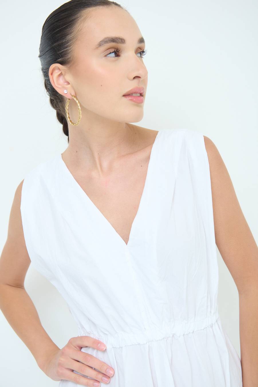 Kikisix ABITO MIDI CON ELASTICO BIANCO Fino Al -60%