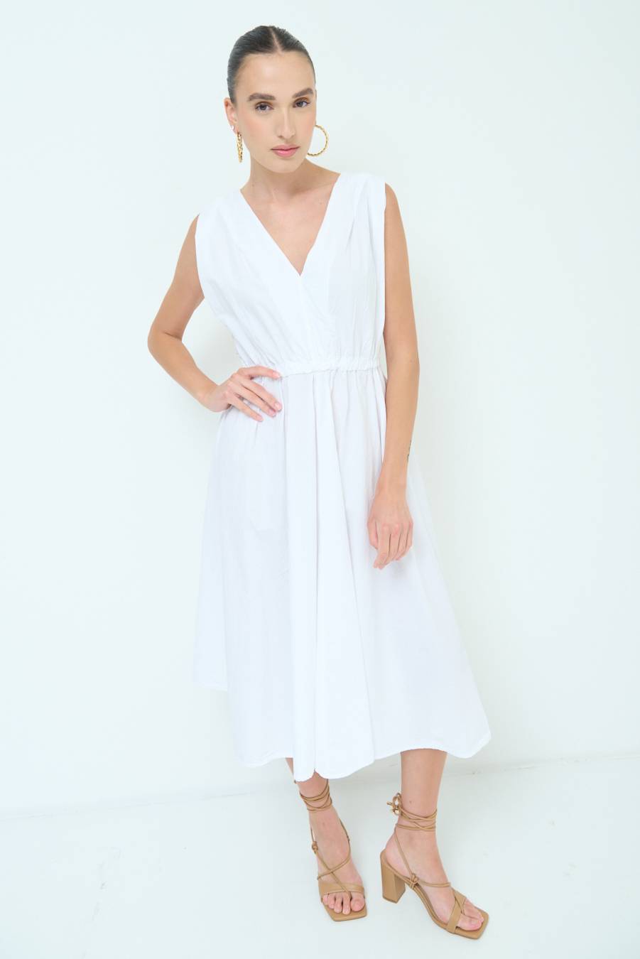 Kikisix ABITO MIDI CON ELASTICO BIANCO Fino Al -60%