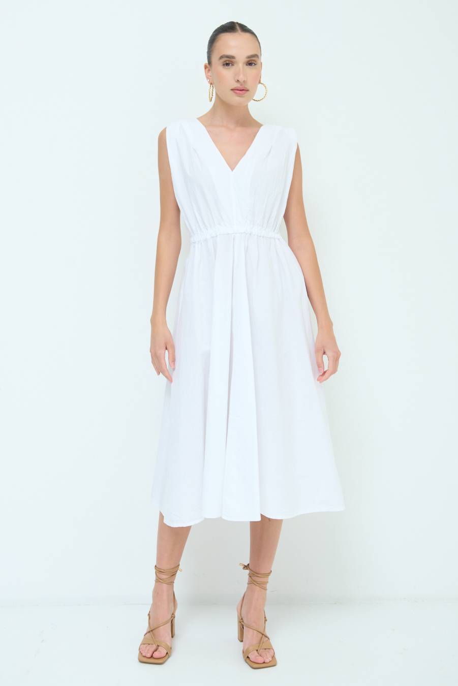 Kikisix ABITO MIDI CON ELASTICO BIANCO Fino Al -60%