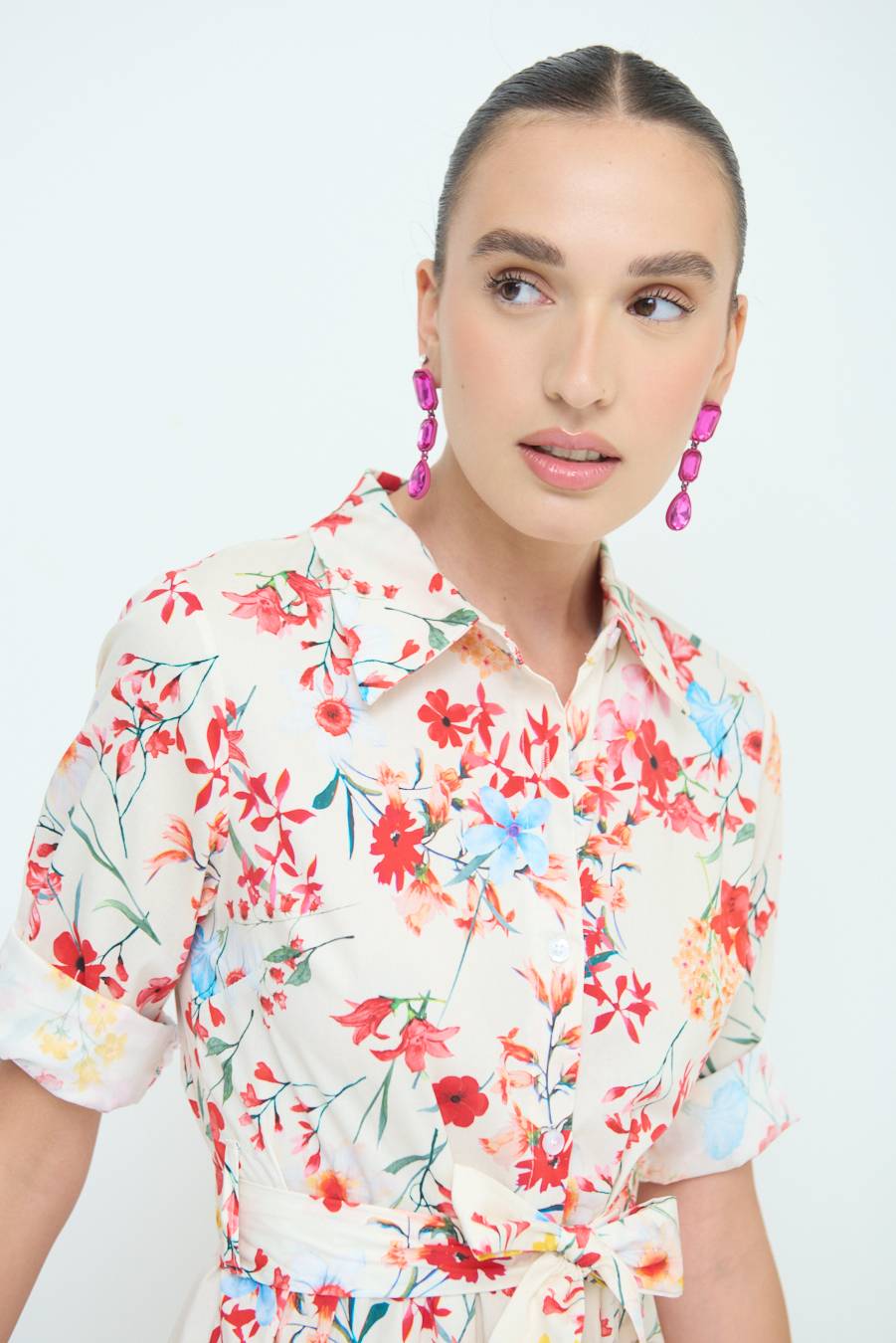 Kikisix CHEMISIER CORTO STAMPA FIORE BURRO Shopping Online