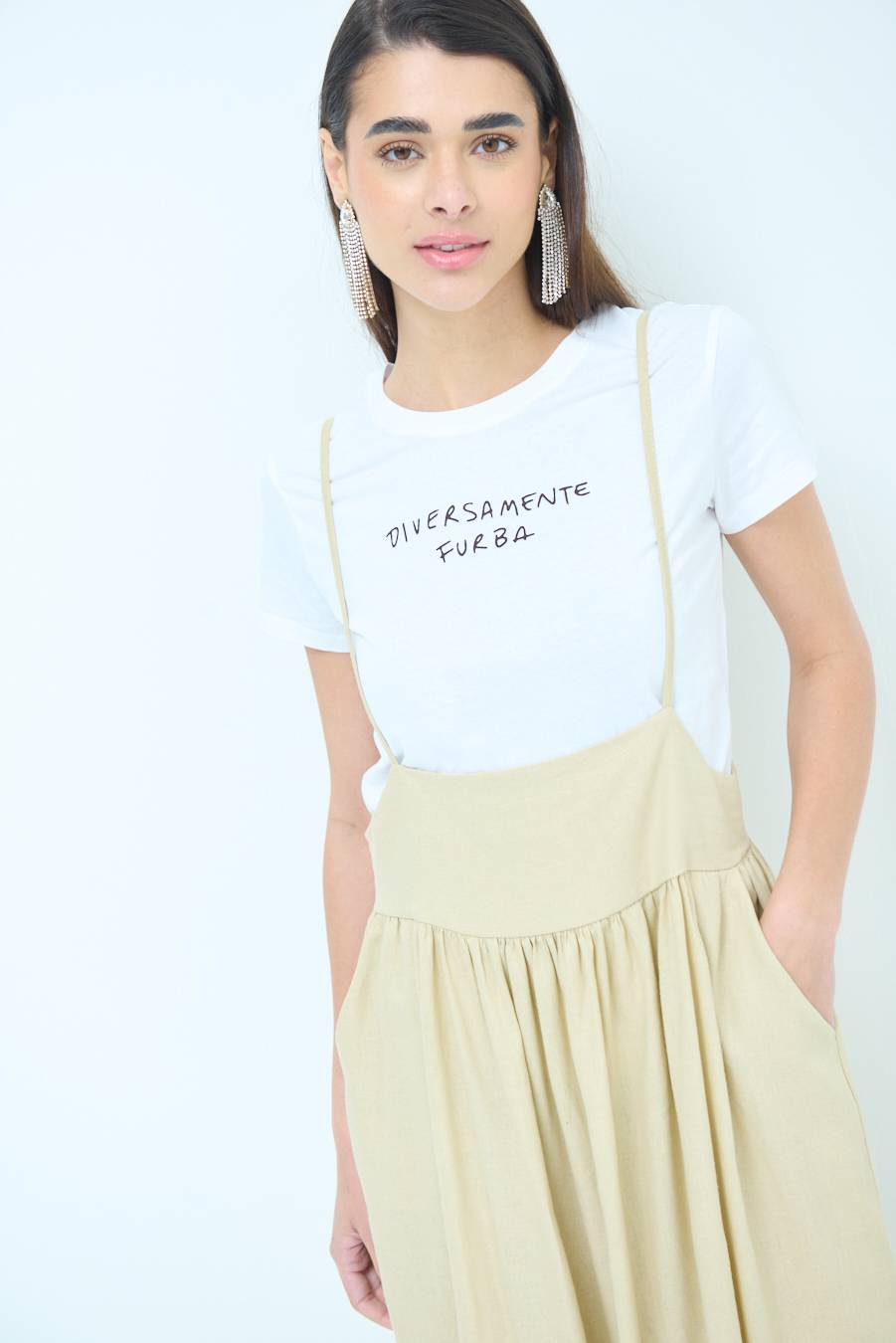 Kikisix ABITO CON TAGLIO SENO MISTO VISCOSA BEIGE Vendita Economica