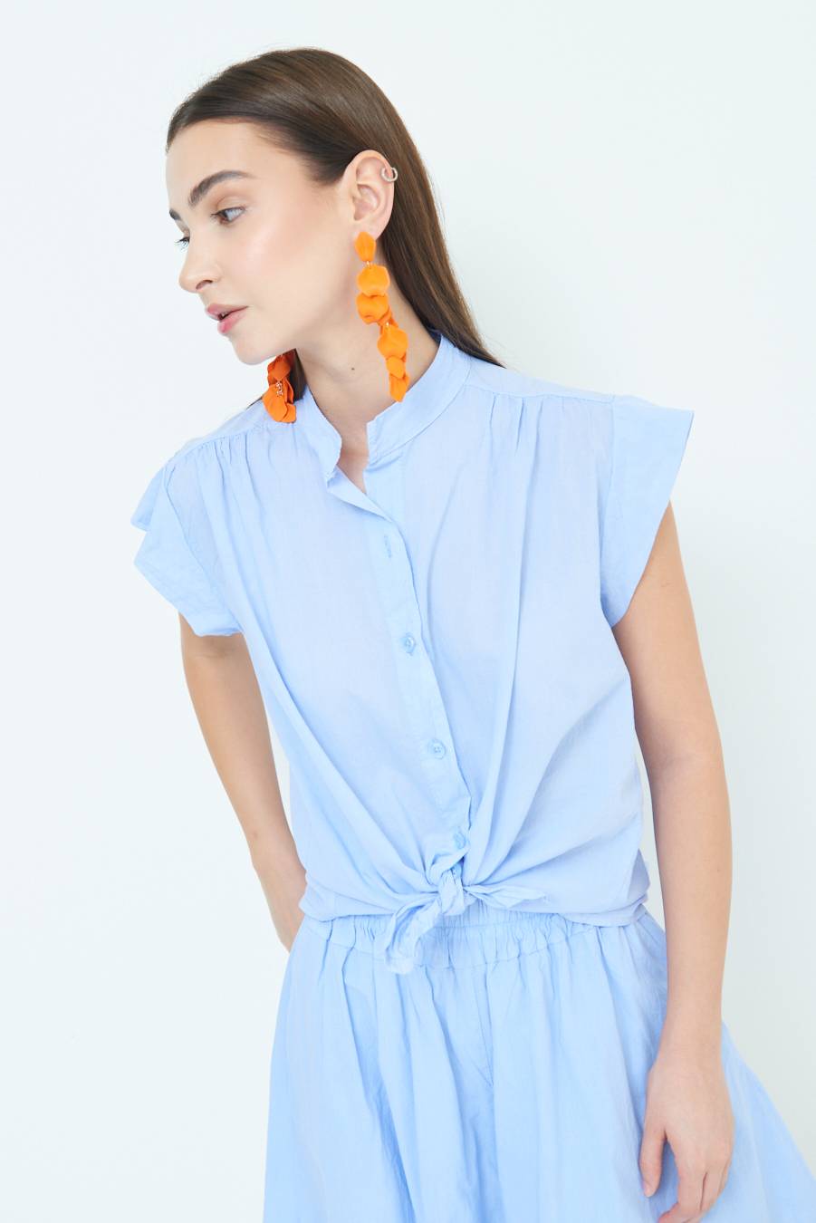 Kikisix CAMICIA SMANICATA CON NODO AZZURRO Outlet