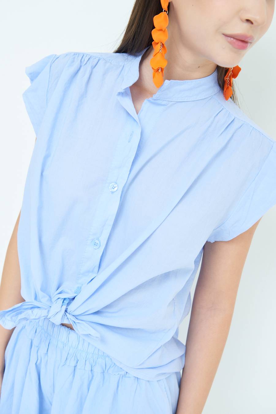 Kikisix CAMICIA SMANICATA CON NODO AZZURRO Outlet