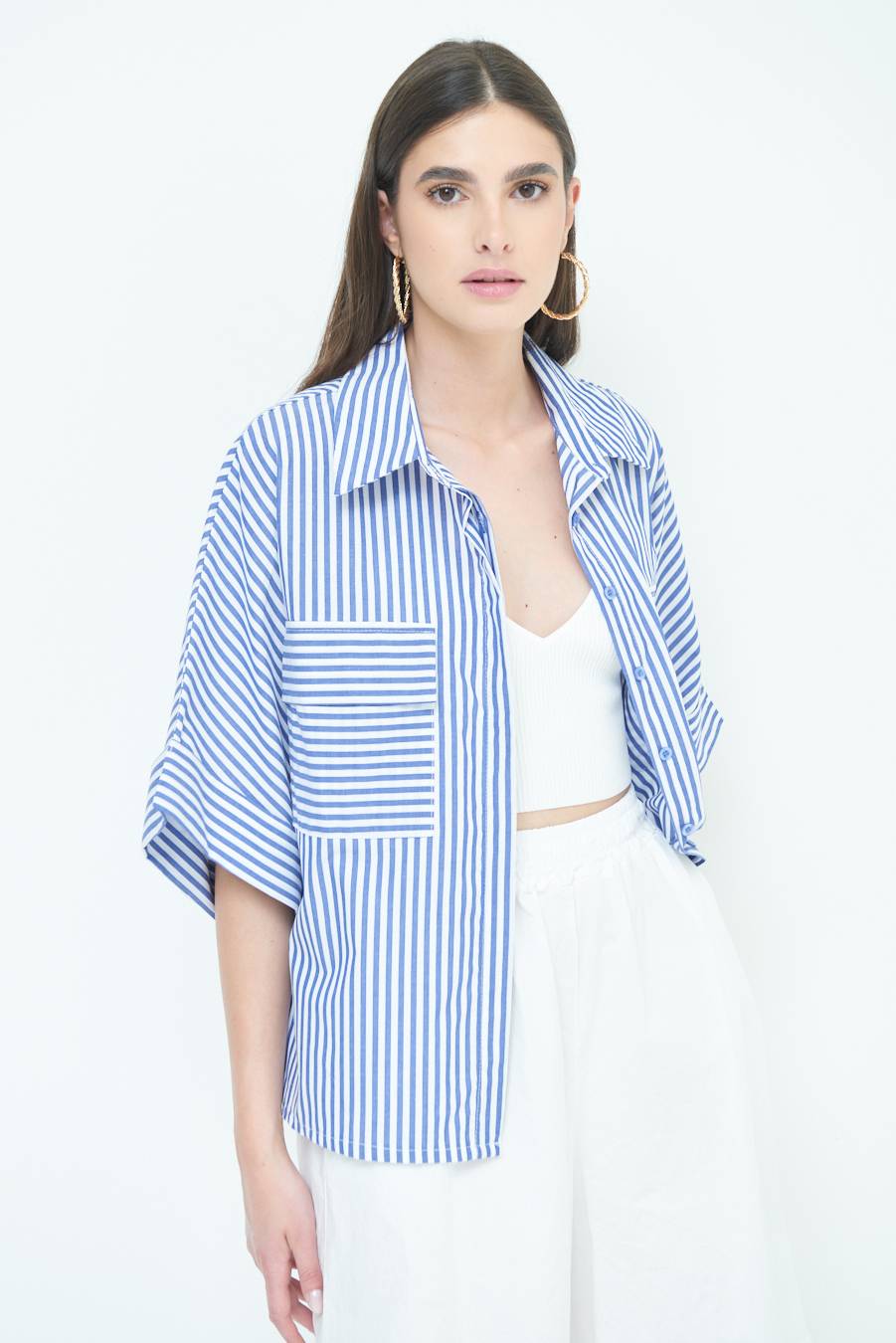 Kikisix CAMICIA OVER CON TASCHE BLU Saldi