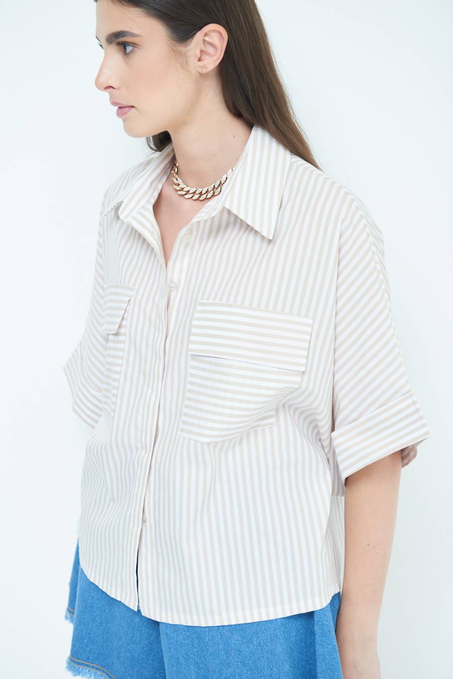 Kikisix CAMICIA OVER CON TASCHEBEIGE Offerte