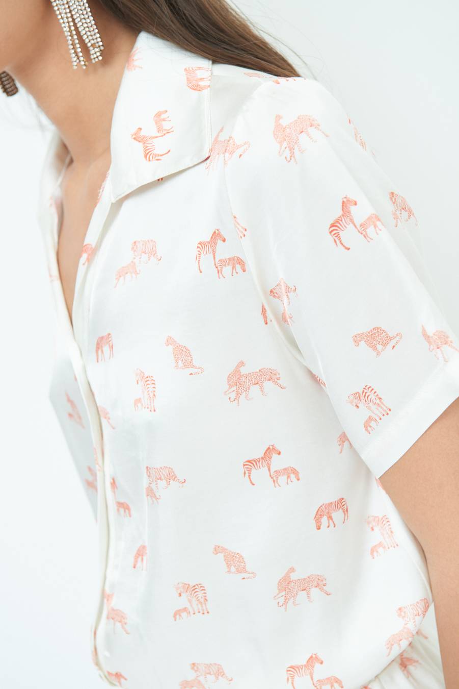 Kikisix CAMICIA MEZZA MANICA STAMPA ARANCIO Hotsell