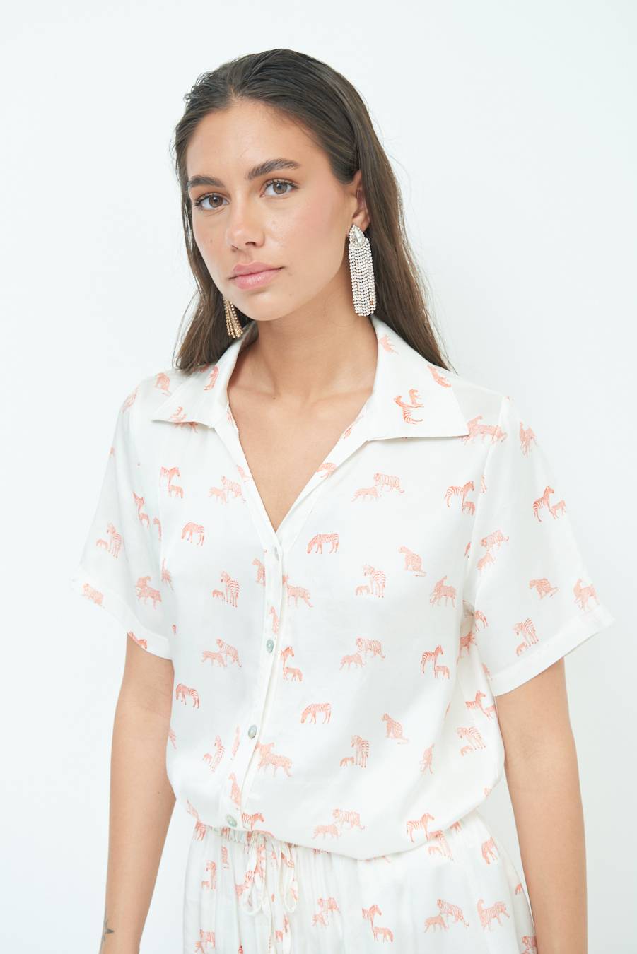 Kikisix CAMICIA MEZZA MANICA STAMPA ARANCIO Hotsell