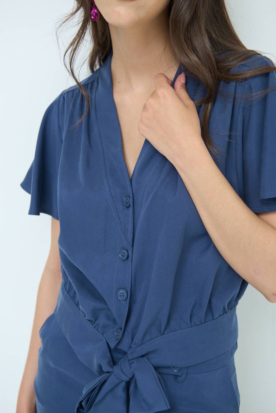 Kikisix CAMICIA SCOLLO AMPIO BLU Moda