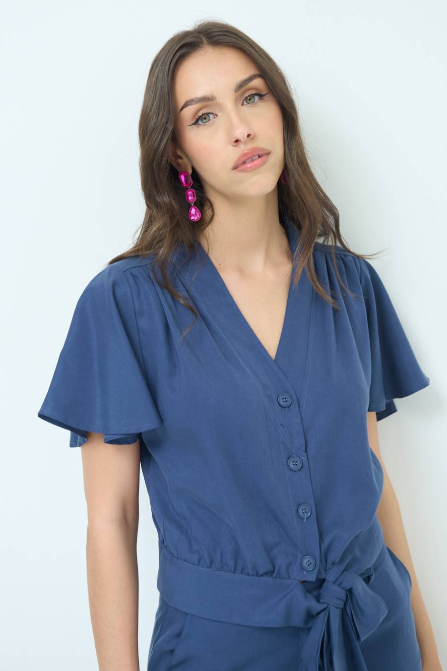 Kikisix CAMICIA SCOLLO AMPIO BLU Moda