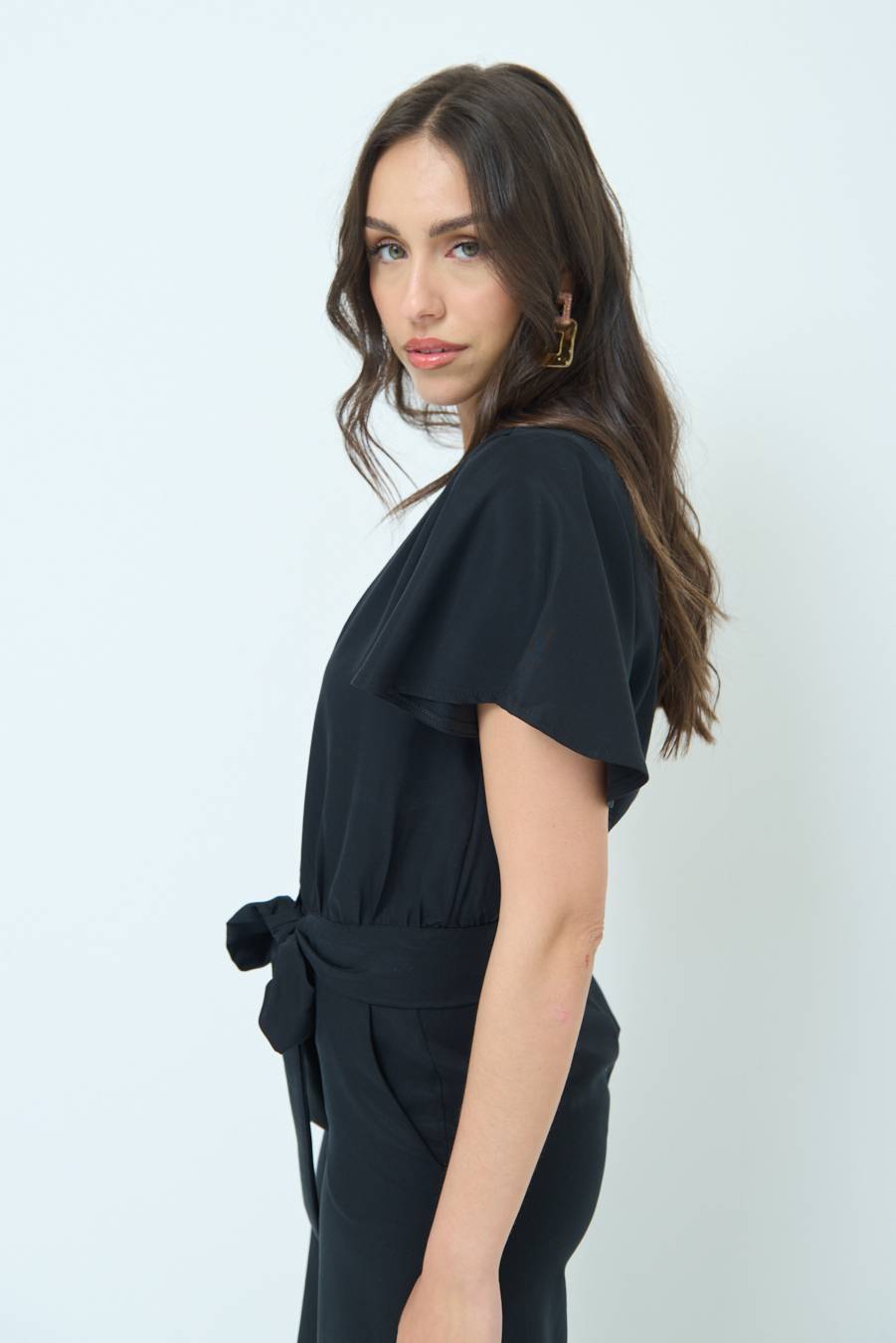 Kikisix CAMICIA SCOLLO AMPIO NERO 2025