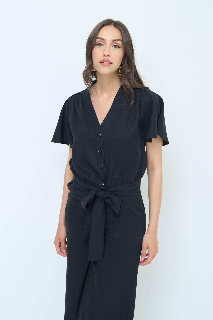 Kikisix CAMICIA SCOLLO AMPIO NERO 2025