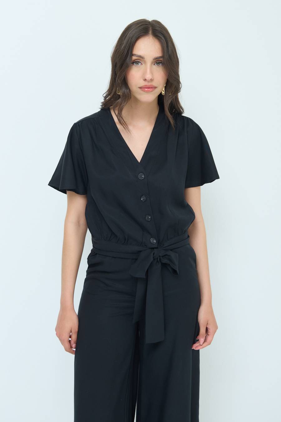 Kikisix CAMICIA SCOLLO AMPIO NERO 2025