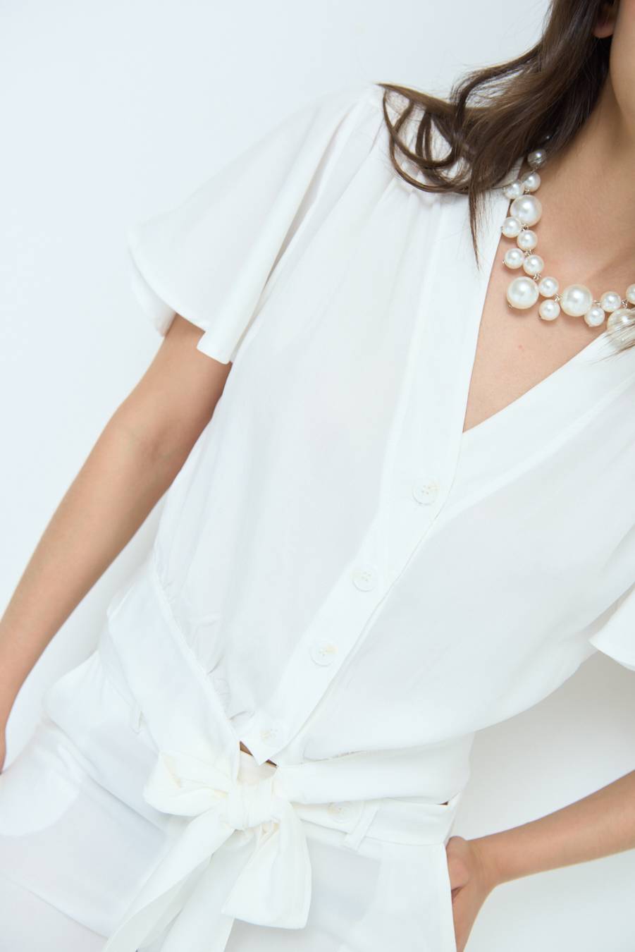 Kikisix CAMICIA SCOLLO AMPIO BIANCO Italy