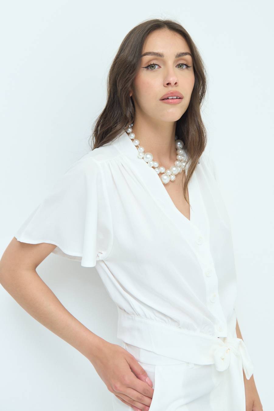 Kikisix CAMICIA SCOLLO AMPIO BIANCO Italy
