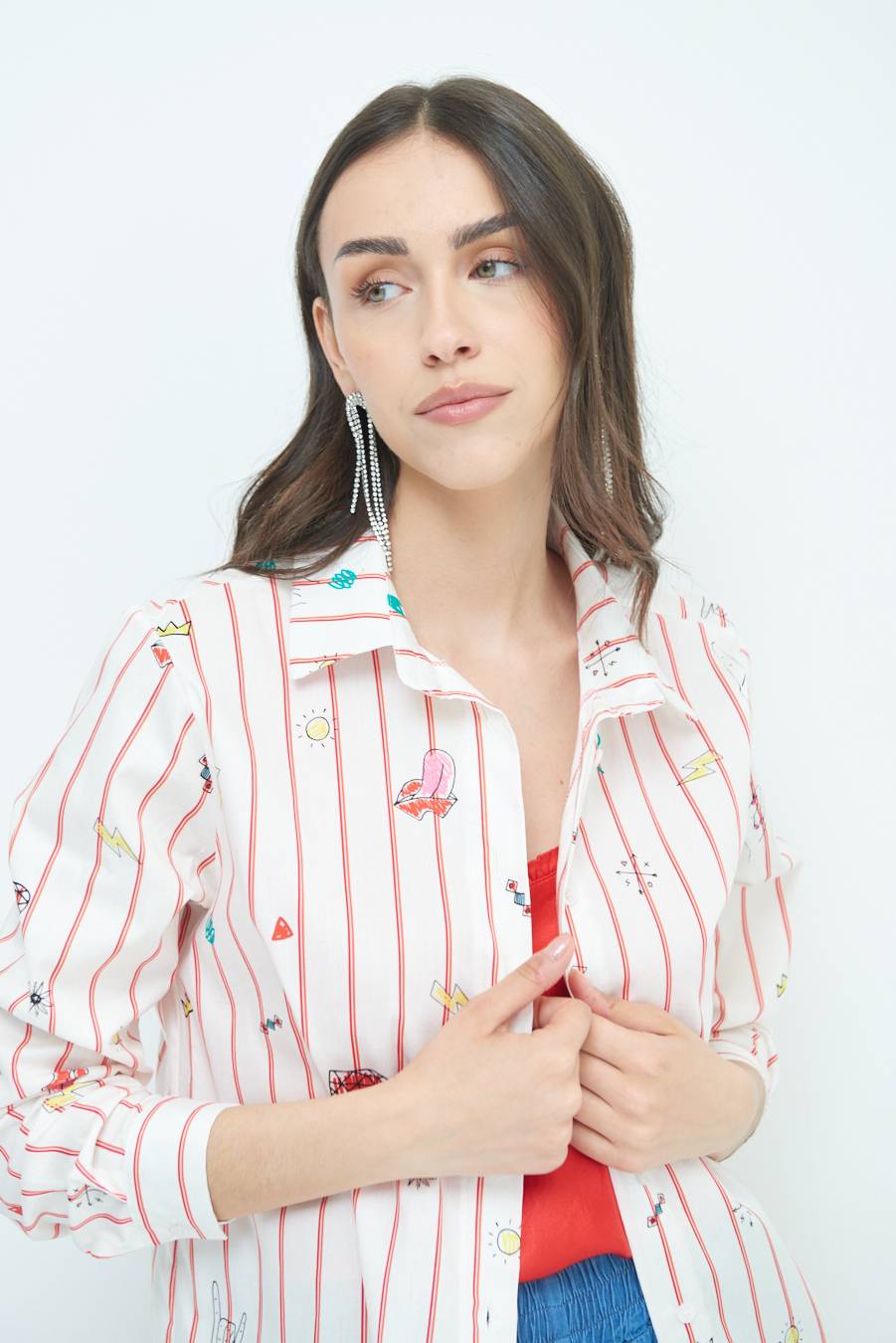Kikisix CAMICIA ABITO FANTASIA ROSSO/BURRO In Linea
