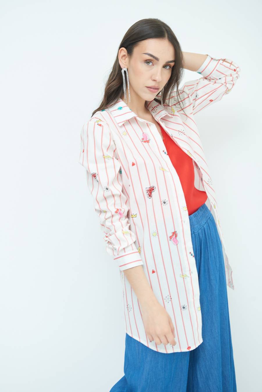 Kikisix CAMICIA ABITO FANTASIA ROSSO/BURRO In Linea