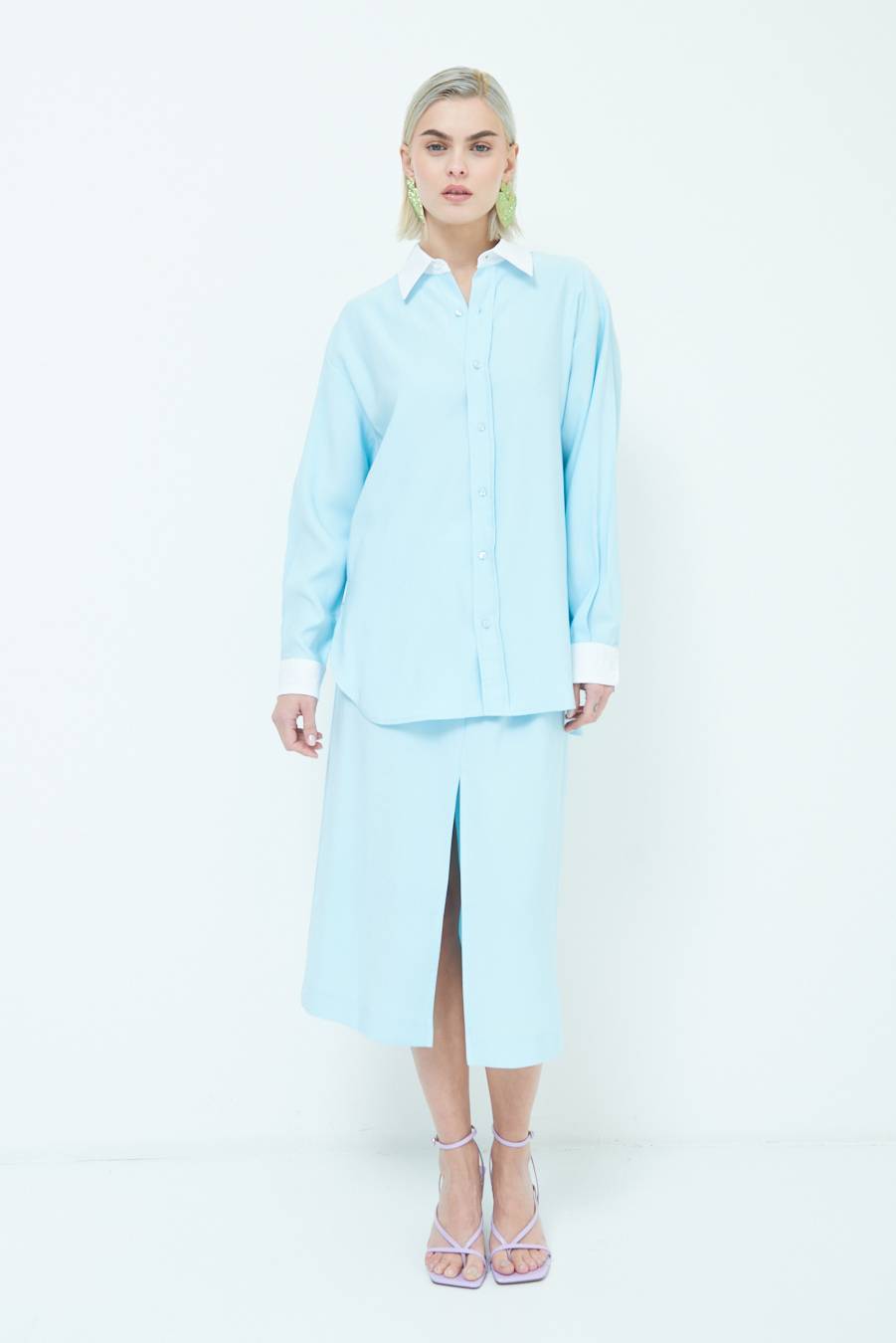 Kikisix CAMICIA COLLETTO B.CO CELESTE Soddisfazione Garantita